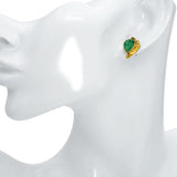 Vintage 20k Yellow Gold Carved Jade Stud Earrings