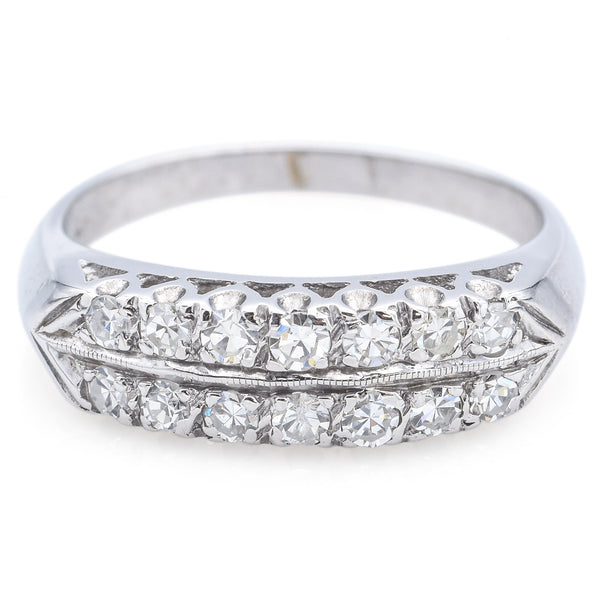 Vintage 14K White Gold 0.42 TCW Diamond Band Ring Size 6.5