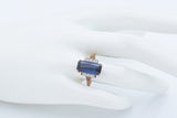 Vintage Lab Sapphire and Diamond 10K Yellow Gold and Platinum Ring Size 8