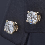 14K Yellow Gold 0.65 TCW Natural Diamond Round Stud Earrings 4.5 mm