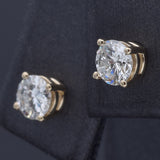 14K Yellow Gold 0.65 TCW Natural Diamond Round Stud Earrings 4.5 mm