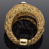 Orlando Orlandini 18K Yellow Gold Diamond Mesh Ring + Box Size 6