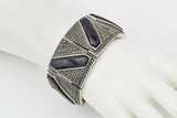 Vintage Sterling Silver Onyx & Marcasite Link Bracelet 32 mm