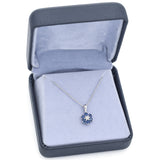 Estate 14K White Gold Sapphire & Diamond Floral Pendant Necklace
