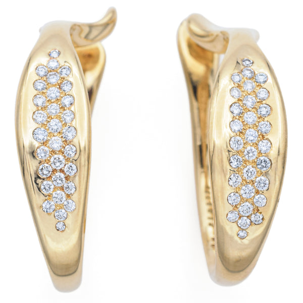 Tiffany & Co Elsa Peretti 18K Yellow Gold 0.89TCW Diamond Ear Lobe Cuff Earrings