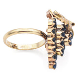 Vintage 14K Yellow Gold Sapphire Grape Cluster Cocktail Ring Size 6.5