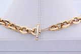 Estate Italy 14K Yellow Gold Oval Cable Toggle Chain Necklace