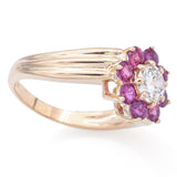 Vintage 14K Yellow Gold Ruby & 0.51 Ct Diamond Band Ring Size 6.5