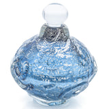 Vintage Designer Signed Metallic & Blue Glass Bottle with Stopper
