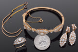 Antique 14K Yellow Gold 9.16 TCW Diamond Bracelet, Ring & Earrings Set