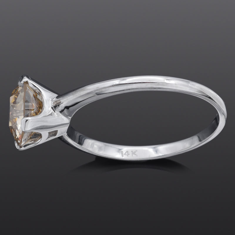 GIA Certified 14K White Gold 2.52 Carat Old Euro Brilliant Diamond Band Ring
