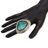 Vintage Teddy Goodluck Sterling Silver Turquoise Ring