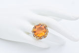 Vintage 18K Yellow Gold 25.24 Carat Citrine Cocktail Ring Size 6.25