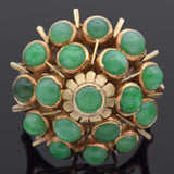 Vintage 14K Yellow Gold Green Jade Thai Princess Harem Cocktail Ring Size 6.5