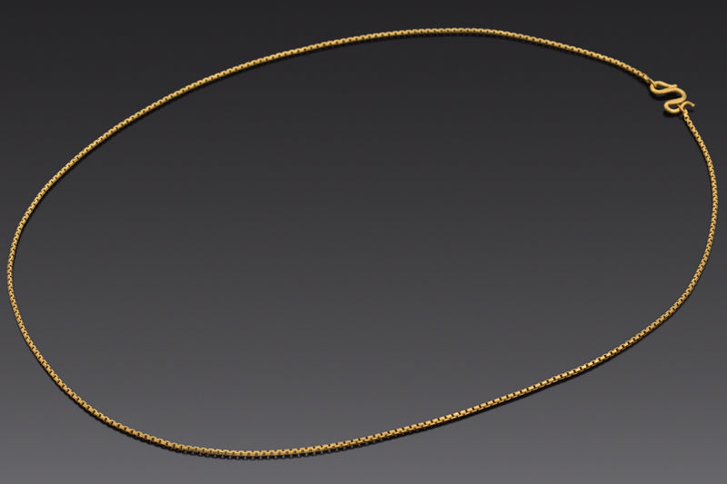 Vintage 足金 24K Yellow Gold Box Link Chain Necklace 1.3 mm 7.7 Grams 18 Inches
