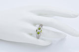 Estate 14K White Gold Peridot & 0.54 TCW Diamond Ring & Omega-Back Earrings Set