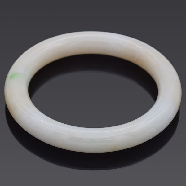 Vintage Translucent Green Orangish White Jade 10.5 mm Bangle Bracelet