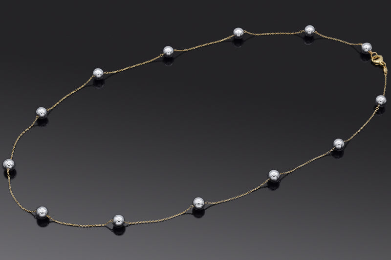 Roberto Coin 18K Yellow Gold 9.8 mm Bead Station Necklace 32 Inches