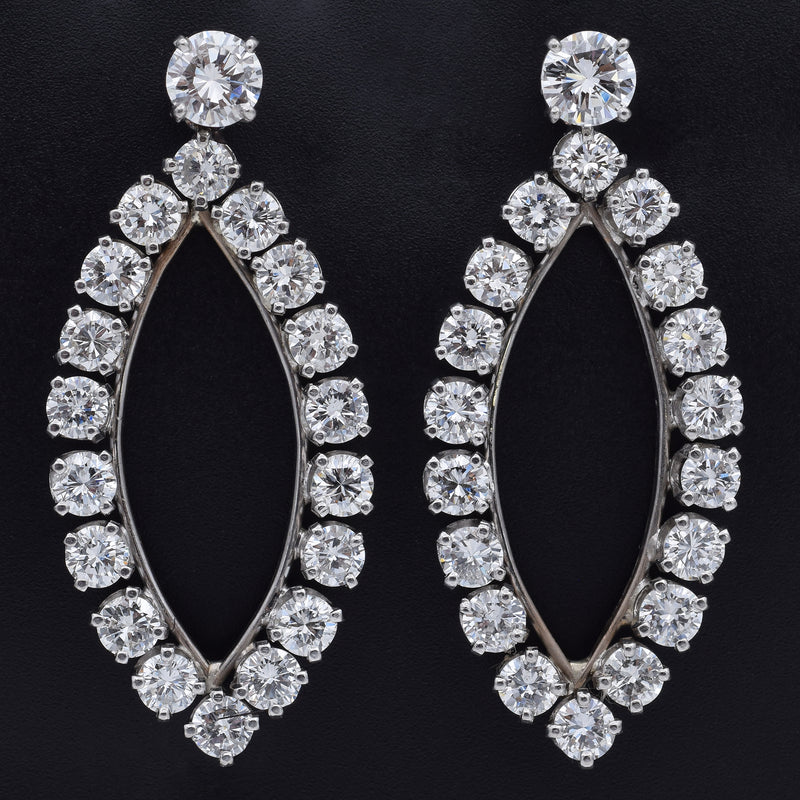 Vintage Palladium & 18K White Gold 6.61 TCW Diamond Drop Jacket Earrings