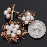 Vintage 14K Yellow Gold Pearl Earrings & Brooch Pin Pendant Set