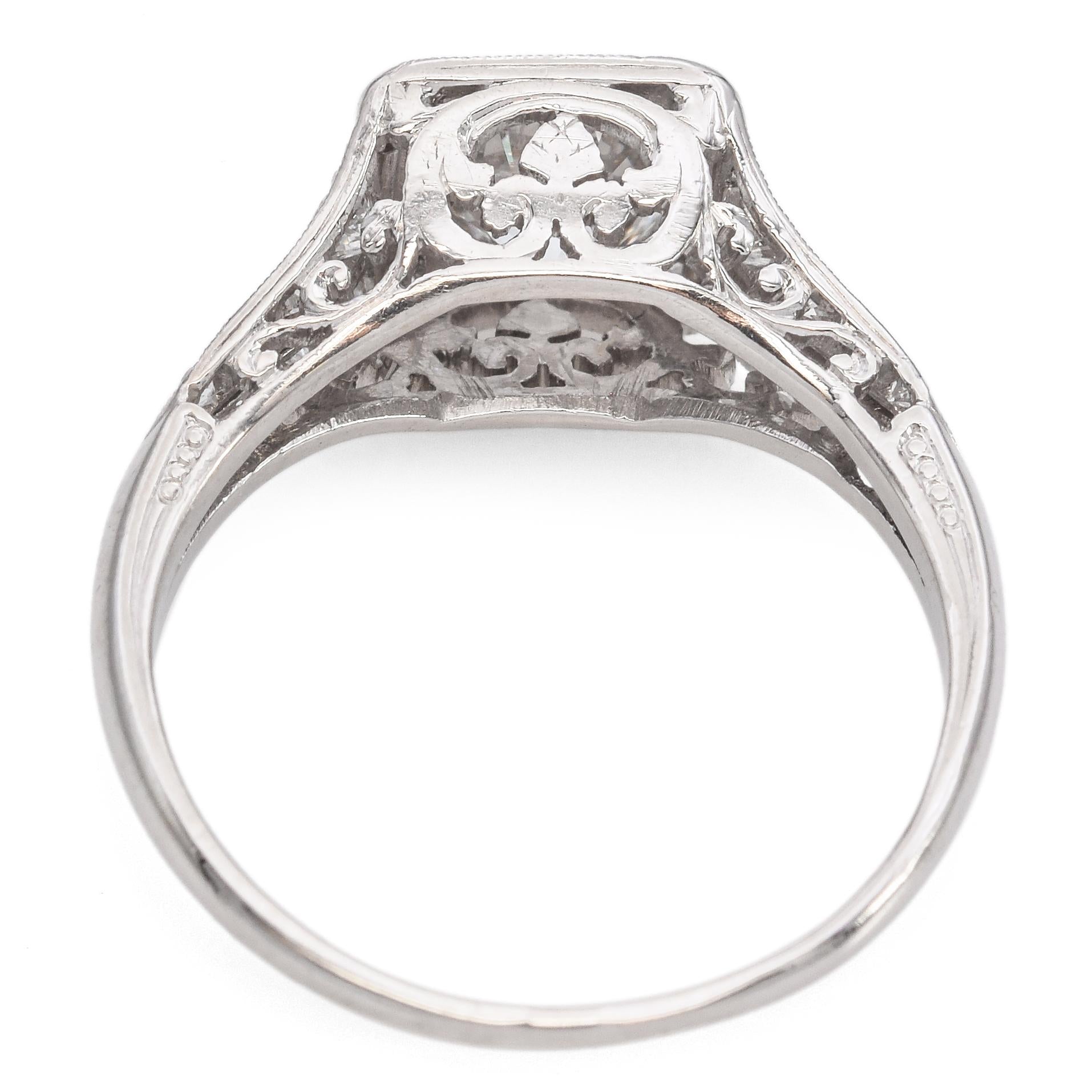 Antique Art Deco Platinum 0.96 Ct E VS1 Diamond Engagement Ring GIA
