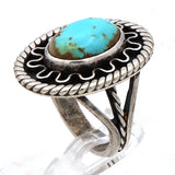 Vintage Native American Navajo Sterling Silver Turquoise Ring Size 5.25