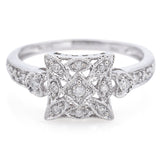 Vintage 14K White Gold 0.20 TCW Diamond Filigree Band Ring Size 6