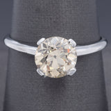GIA Certified 14K White Gold 2.52 Carat Old Euro Brilliant Diamond Band Ring