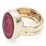 Estate 14K Yellow Gold Carnelian Roman Soldier Intaglio Oval Ring Size 6