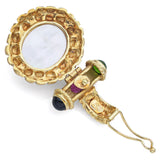Vintage 14K Yellow Gold Mabe Pearl & Tourmaline Enhancer Pendant