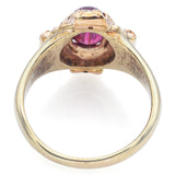 Vintage 14K Yellow Gold Ruby & Diamond Band Ring Size 6.25