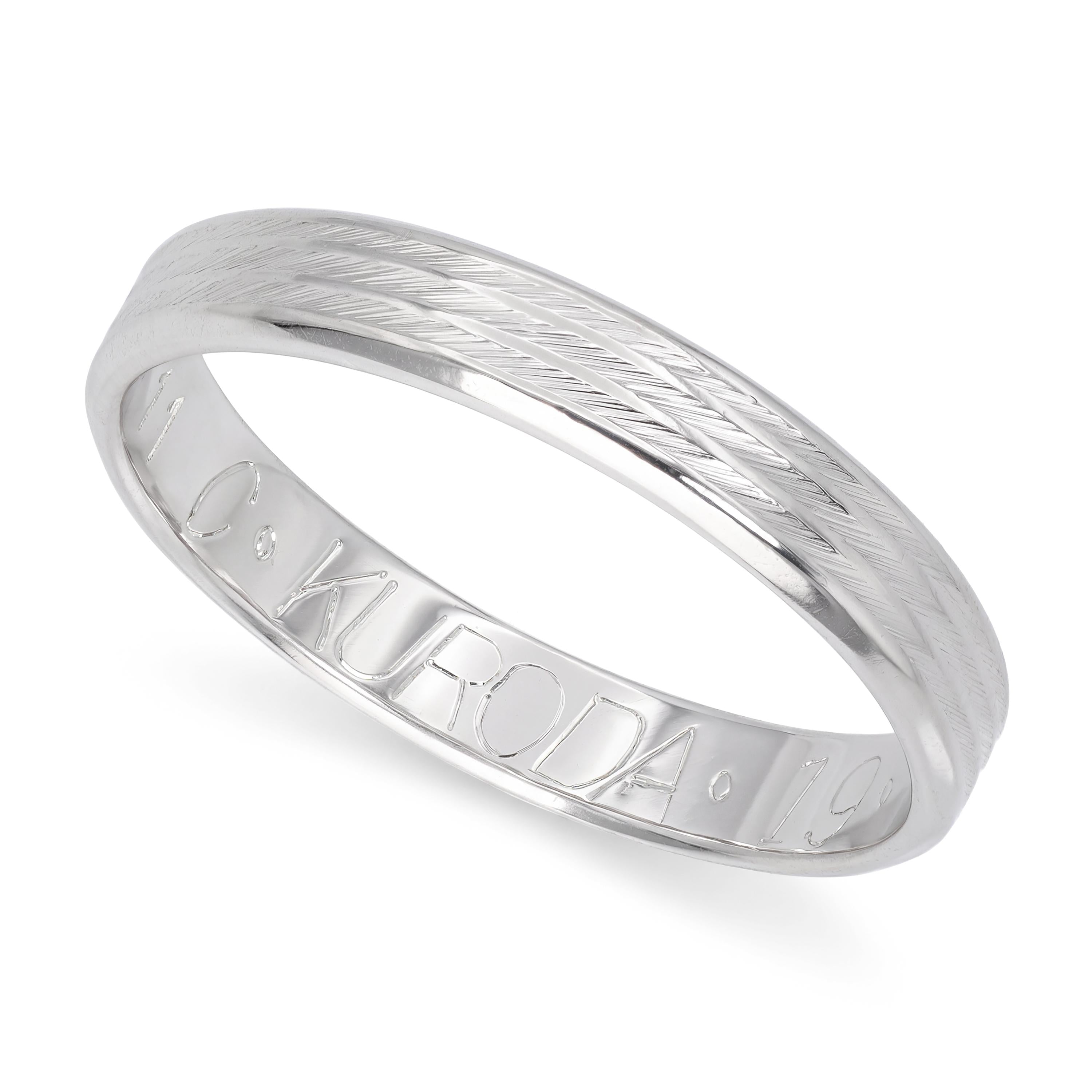 Vintage Platinum Wire Textured Wedding Band Ring