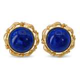 Vintage 14k Yellow Gold Lapis Lazuli Stud Earrings