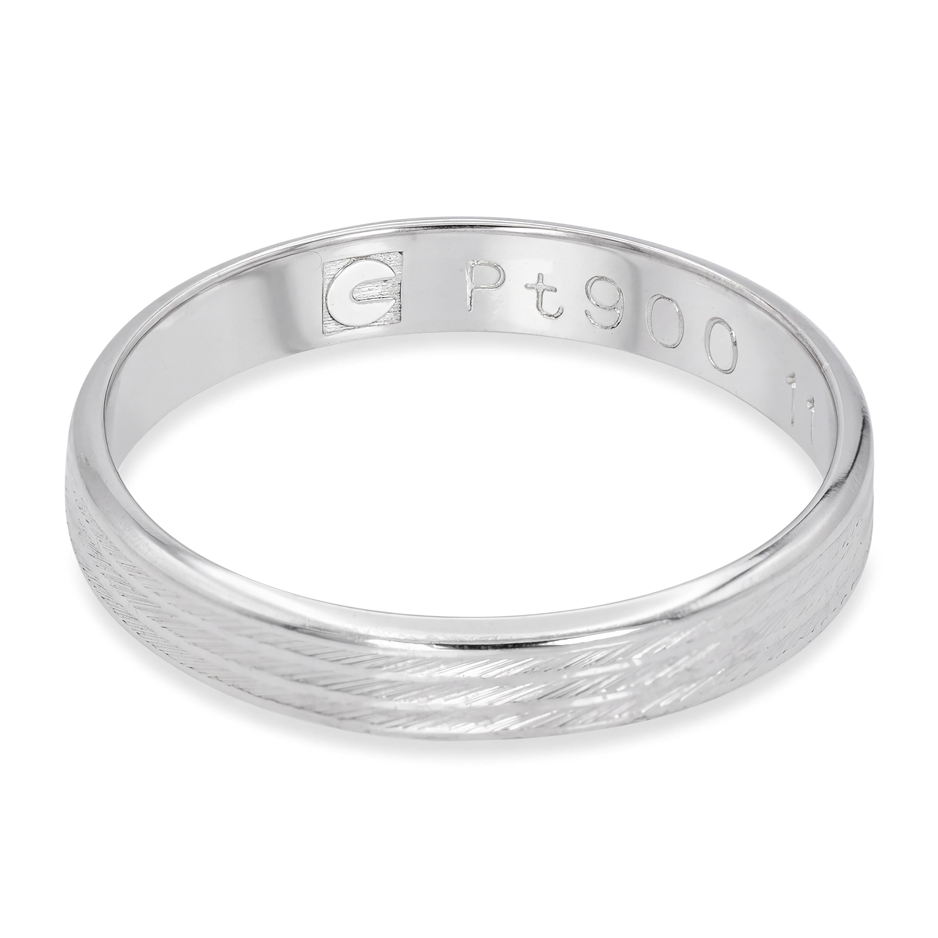 Vintage Platinum Wire Textured Wedding Band Ring