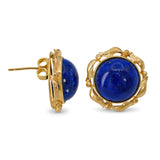 Vintage 14k Yellow Gold Lapis Lazuli Stud Earrings