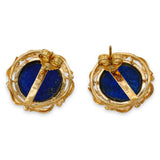 Vintage 14k Yellow Gold Lapis Lazuli Stud Earrings