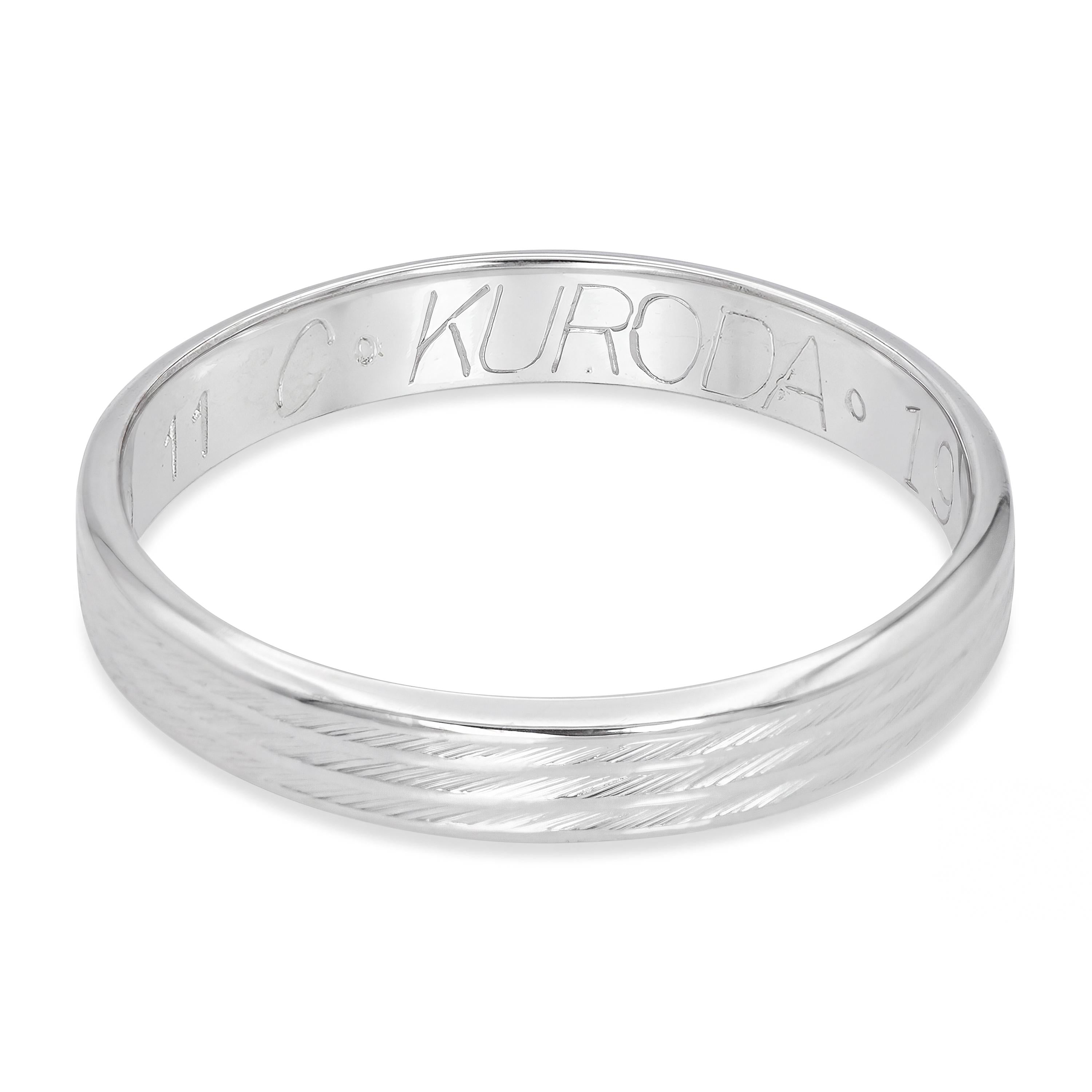 Vintage Platinum Wire Textured Wedding Band Ring