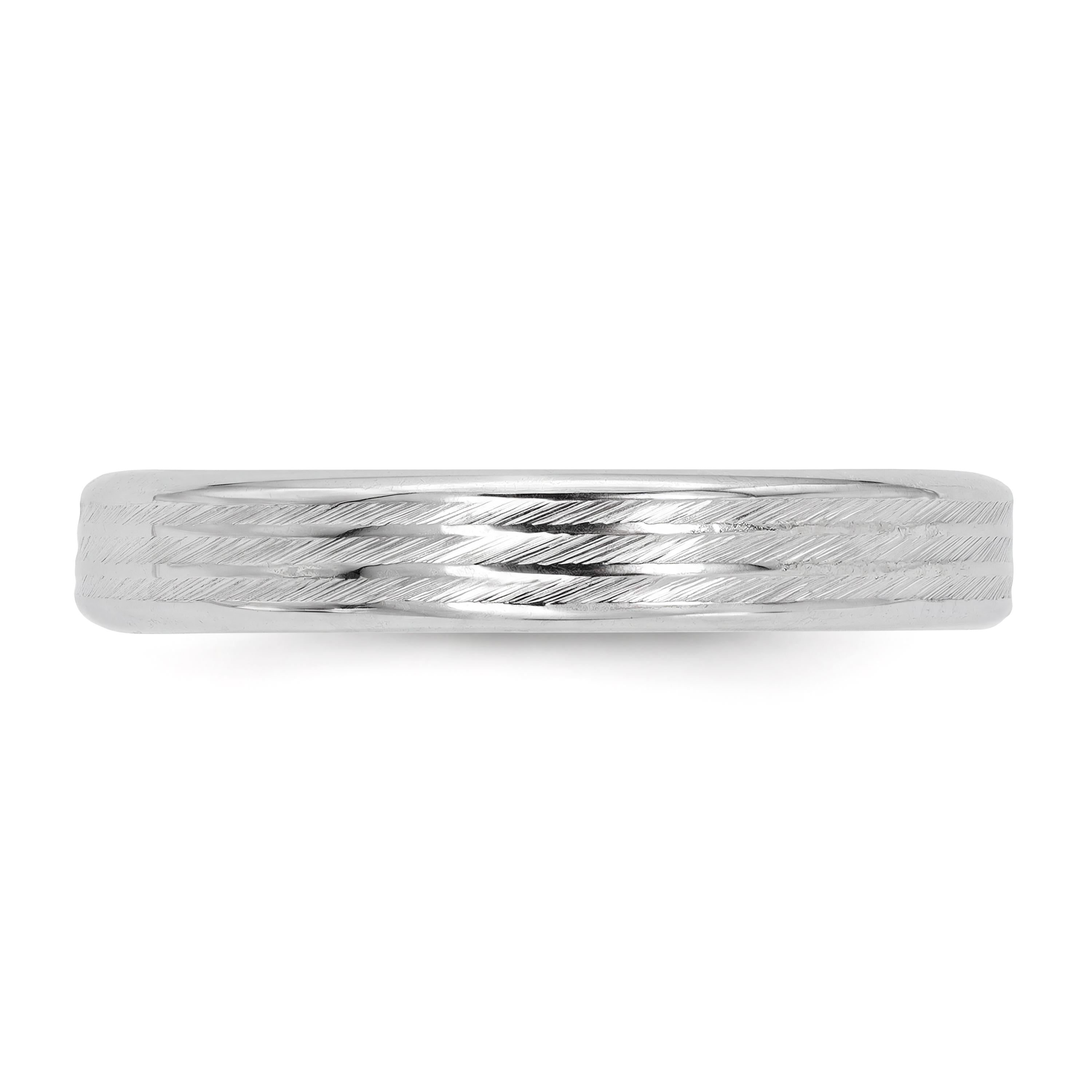 Vintage Platinum Wire Textured Wedding Band Ring
