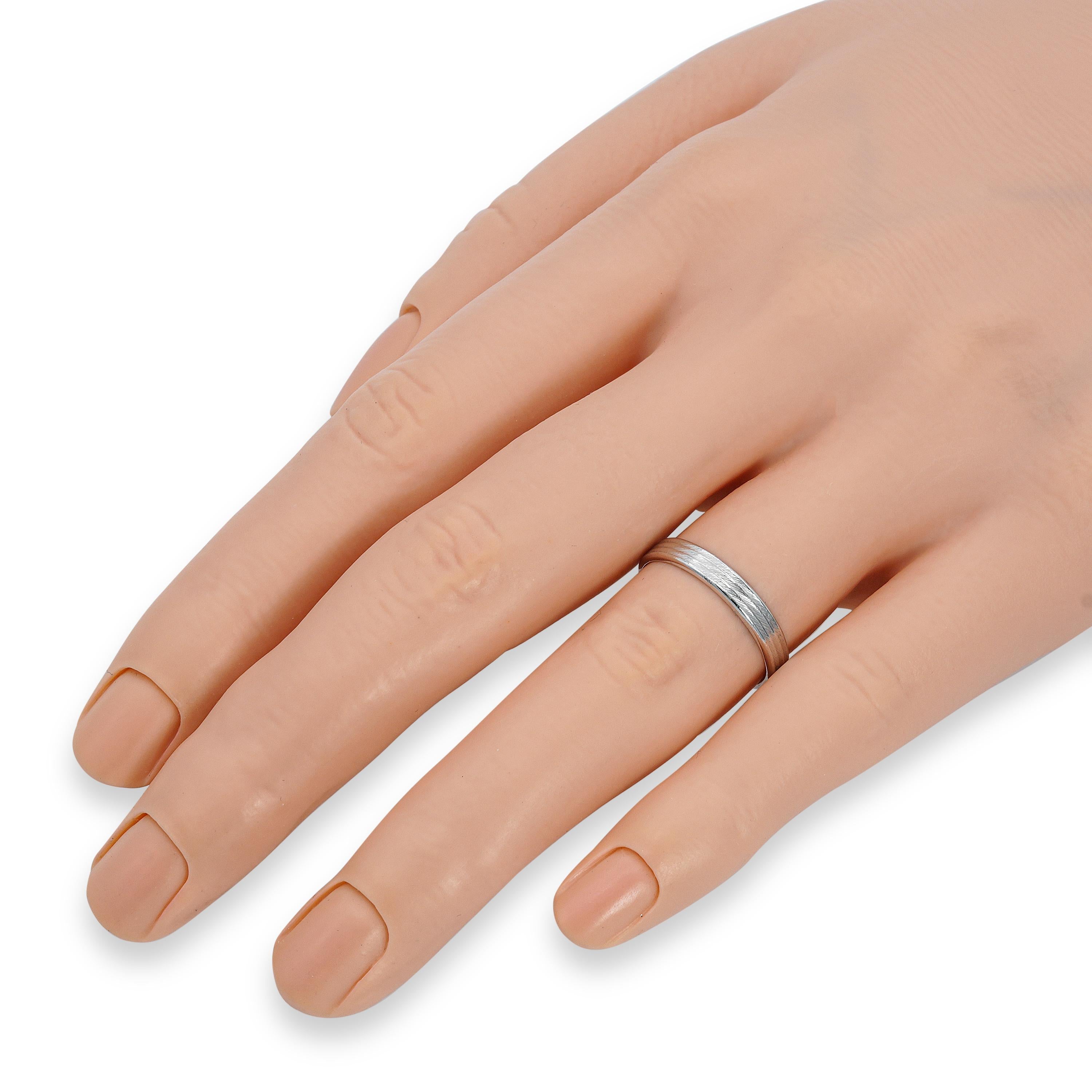 Vintage Platinum Wire Textured Wedding Band Ring