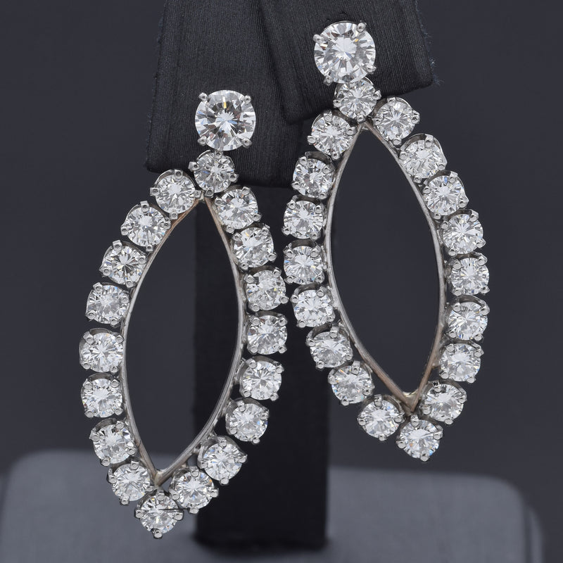 Vintage Palladium & 18K White Gold 6.61 TCW Diamond Drop Jacket Earrings