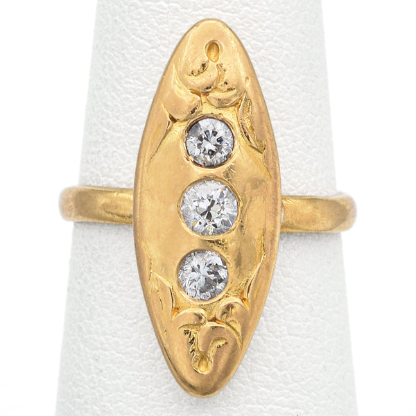 Antique Victorian 18K Yellow Gold 0.27 TCW Diamond Marquise Ring Size 3.75