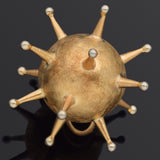Vintage 18K Yellow Gold Spike Ball Pendant 32 x 25 mm