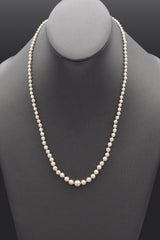 Vintage 14K Yellow Gold 3 -7.40 mm Pearl Beaded Strand Necklace 20.5 Inches