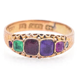 Antique Victorian 15K Yellow Gold Multi-Stone Regard Acrostic Band Ring Size 5.5