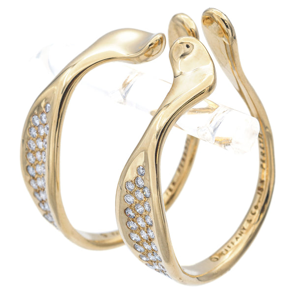 Tiffany & Co Elsa Peretti 18K Yellow Gold 0.89TCW Diamond Ear Lobe Cuff Earrings