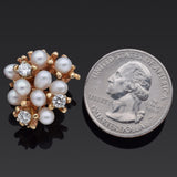 Vintage 14K Yellow Gold Pearl & 0.51 TCW Diamond Brooch Pin 22.5 x 20.5 mm
