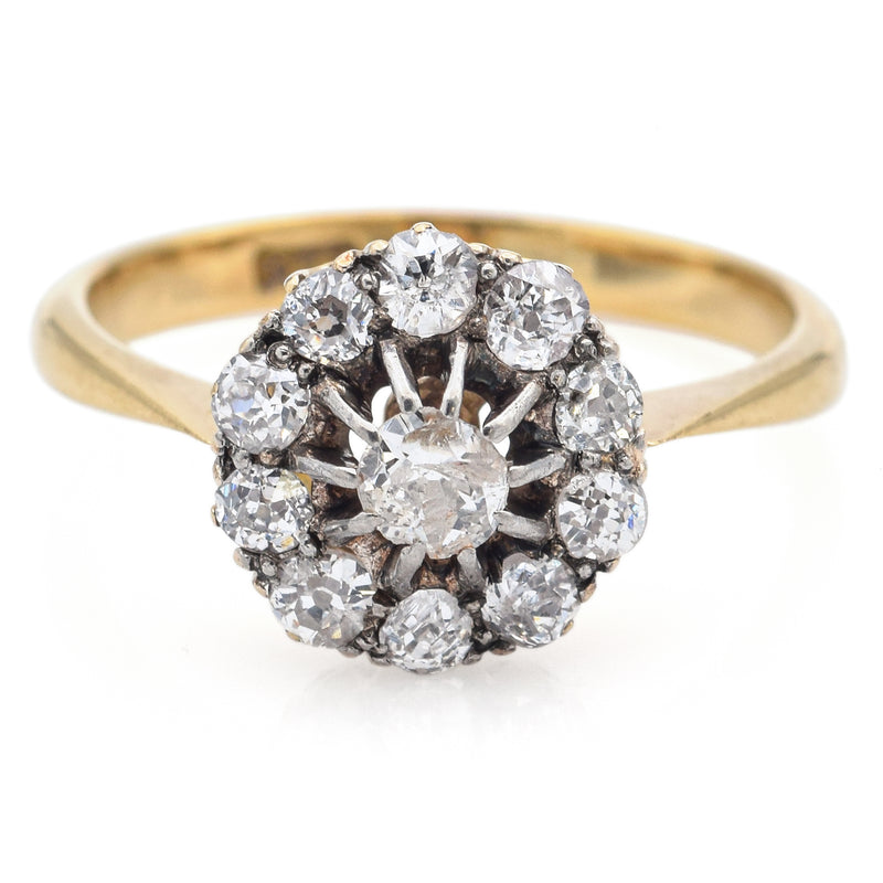 Antique 18K Yellow Gold 0.68 TCW Old Mine Cut Diamond Band Ring Size 6.5