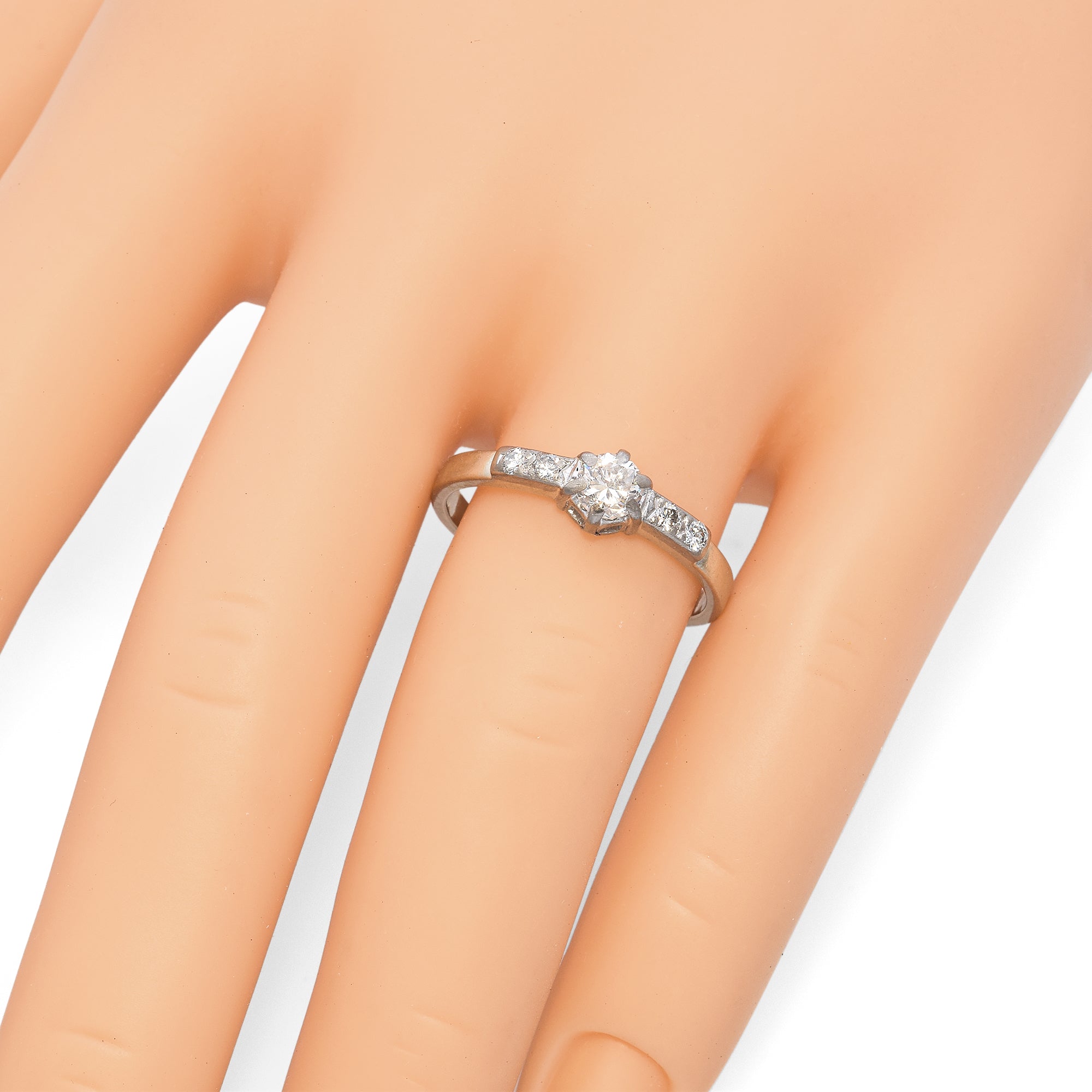 Vintage 14K White Gold 0.48 TCW Diamond Engagement Ring