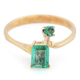 Vintage 18K Yellow Gold Emerald Band Ring Size 6.75