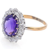 Vintage 18K Yellow Gold and Platinum 2.37 Ct Amethyst & 1.12 TCW Diamond Ring